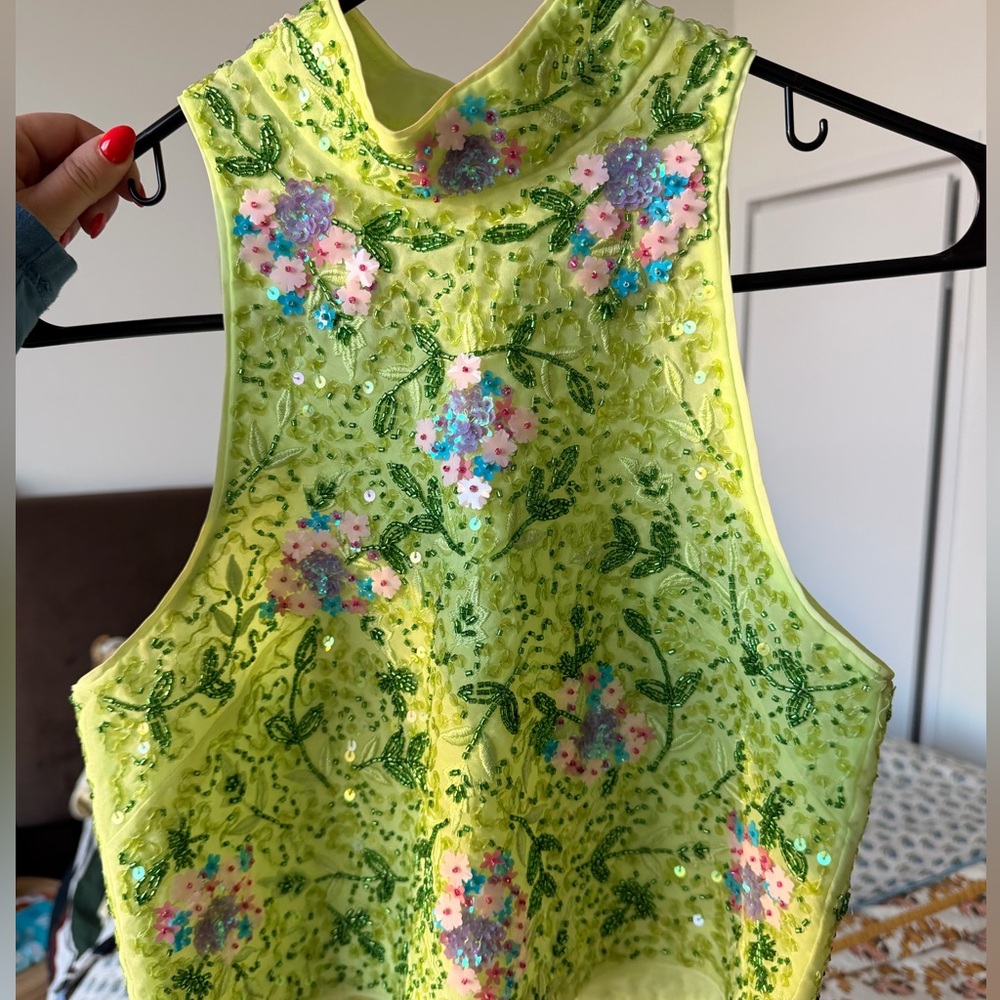 & Other Stories Green Beaded Top